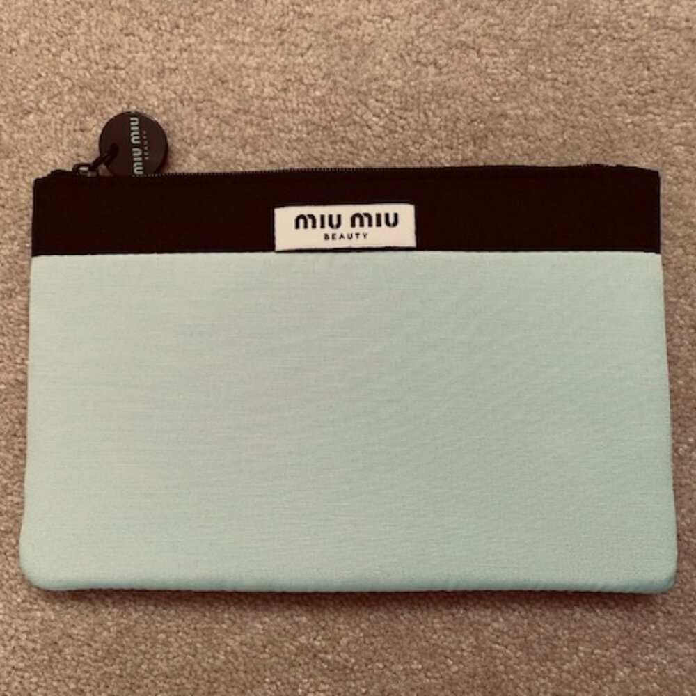 Miu Miu Black and Light Blue Beauty Pouch - NWOT